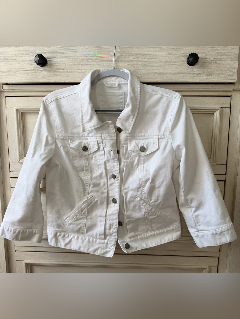 White Denim Jacket - Classic Button-Front